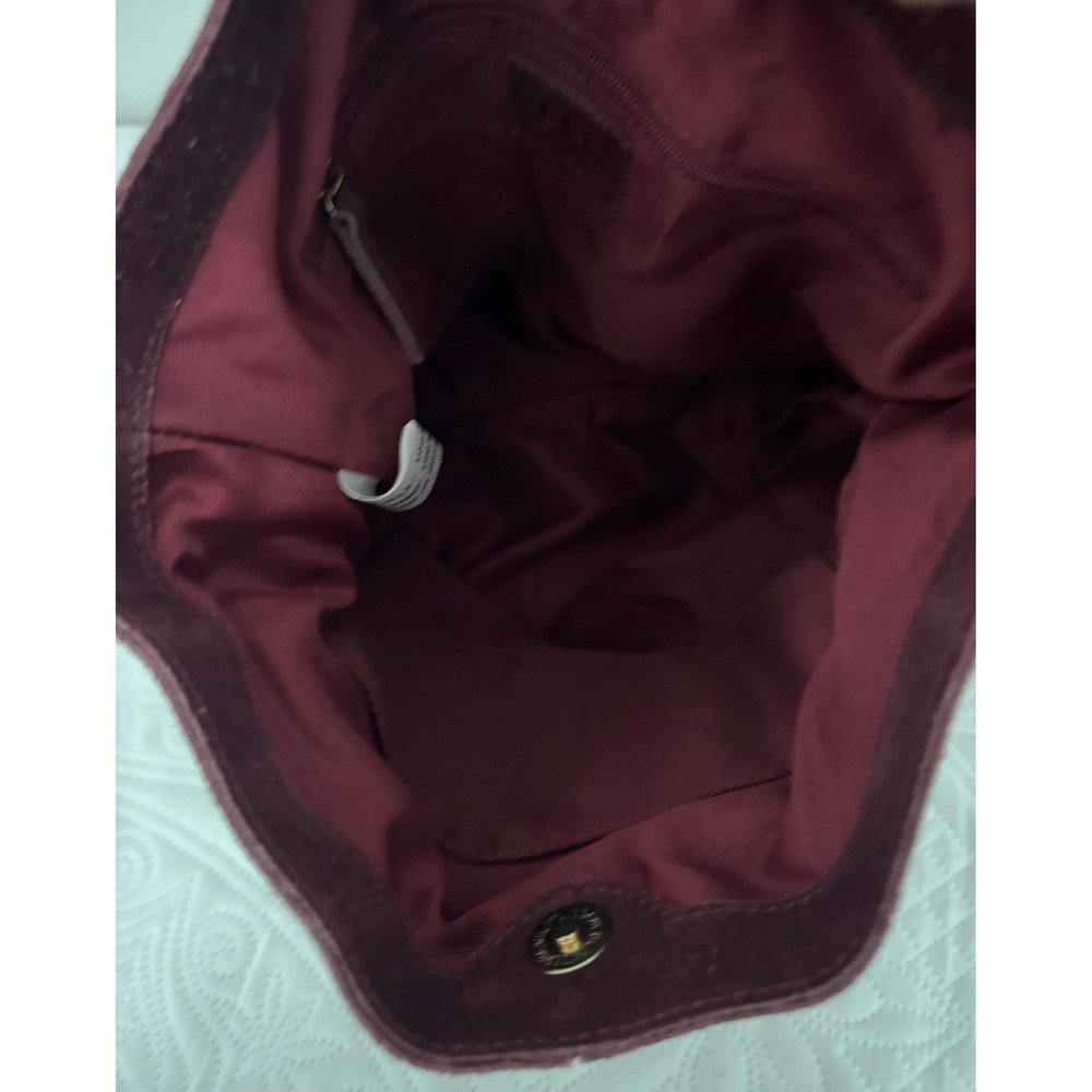 Haute Hippie Burgundy Suede Fringe Shoulder Bag Boho Western Hobo Slouchy Wine - Picture 10 of 15